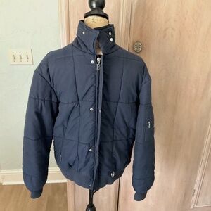 Bogner Vintage Jacket Sz 38 Navy Blue puffer twill bomber jacket coat 90’s Y2K M